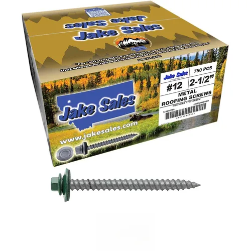 Vista 12 de 12 tornillos para techos de metal gris ABC de 2-1/2 pulgadas, cabezal de arandela hexagonal, arranque automático/roscado, arandela EPDM. 1 bolsa