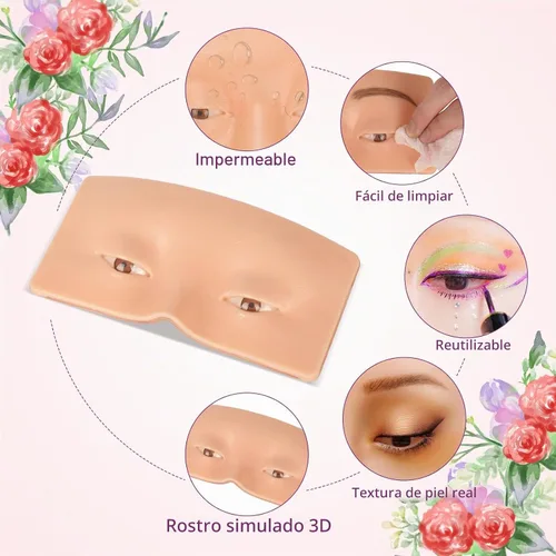 Vista 2 de JimKing - Tabla de maquillaje para practicar maquillaje, para profesionales y principiantes, modelo realista 3D para extensiones de pestañas