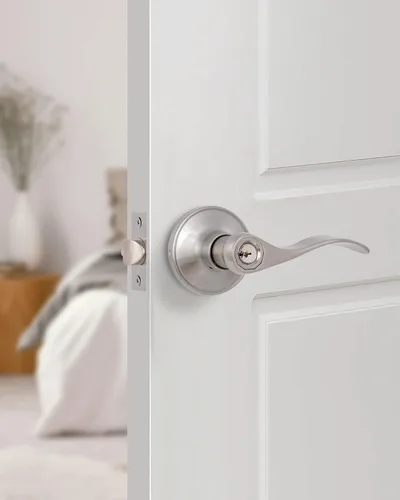 Vista 4 de Manijas de puerta interior con llave, diferencia de entrada, para puerta delantera/dormitorio, para puerta abierta a la izquierda y derecha
