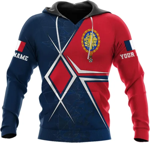 Vista 6 de Vybonz - Camisa personalizada de Francia para hombres y mujeres, Torre Eiffel París, camiseta con capucha de Francia, ropa de fútbol con bandera