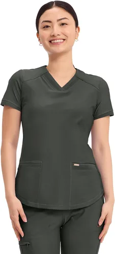 Vista 13 de Cherokee Form Blusas de Uniforme Médico para Mujeres, Blusa de Uniforme Médico de Punto Elástica con Cuello en V - CK840 Negro