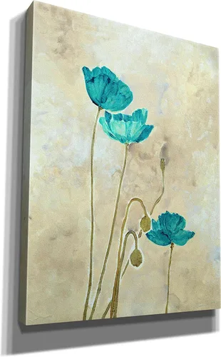 Vista 2 de Epic Graffiti 'Tealqoise Flowers 2' por Jadei Graphics, arte de pared en lienzo, 12 x 16 pulgadas