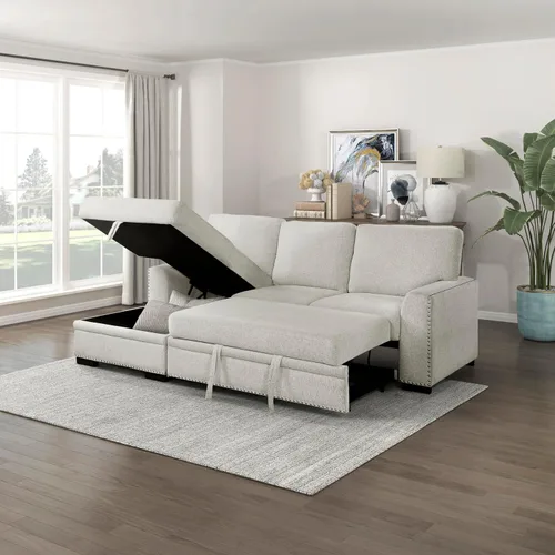 Vista 26 de Lexicon Sofá cama seccional moderno de mediados de siglo con diván de almacenamiento, sofá seccional extraíble, sofá seccional para sala de estar