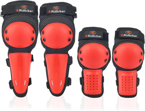 Vista 8 de RIDBIKER Espinilleras de motocross para niños y jóvenes, protector antideslizante 2 en 1, coderas, ajustable, equipo de motocross, juego de armadura