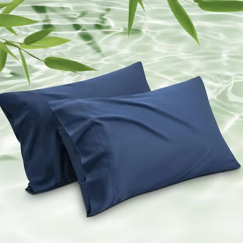 Vista 25 de Bedsure Fundas de almohada de tamaño estándar, fundas de almohada refrescantes, rayón derivado de bambú, color gris oscuro, juego de 2, fundas