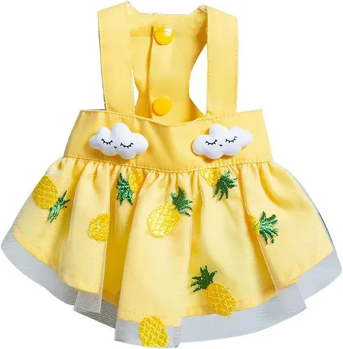 Vista 12 de Vestido para perro con manga abombada, amarillo limón, girasol, piña, a cuadros, ropa de verano para perros pequeños y niñas Botón de amor
