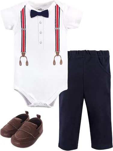Vista 50 de Little Treasure - Conjunto unisex de mameluco de algodón, pantalón y zapatos para bebé Collar de ancla
