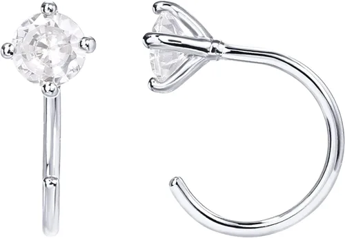 Vista 8 de PAVOI - Aretes de media aro de plata esterlina 925 Pendiente hipoalergénico minimalista pequeño para cartílago
