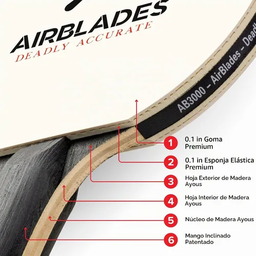 Vista 2 de Pala profesional de ping pong con estuche rígido de transporte Raqueta de tenis de mesa profesional Pala de tenis de mesa con mango ergonómico