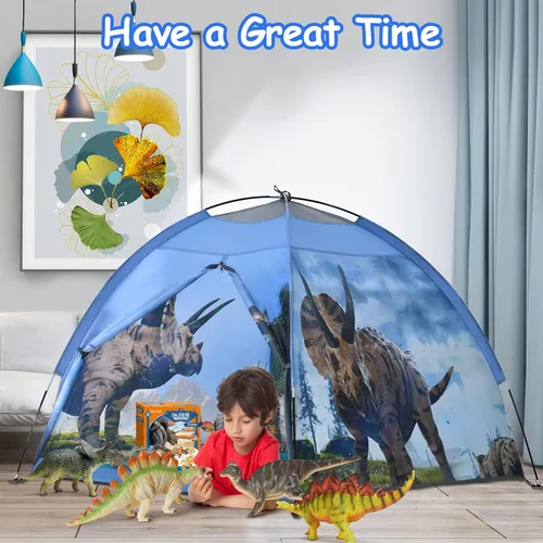Vista 3 de Tienda de juegos para niños con dinosaurios, juguetes de dinosaurios para niños, tienda de campaña desplegable para diversión en interiores