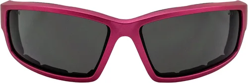 Vista 2 de Global Vision Sly - Gafas de sol acolchadas para motocicleta para mujer, cuatrimoto, 2 pares con lentes ahumadas y marcos metálicos rosa y azul