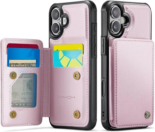 Vista 19 de Vinich for iPhone XR Wallet Case with Card Holder, Black RFID Blocking Credit Slots, Kickstand, Shockproof Flip Phone Cover, PU Leather, Double