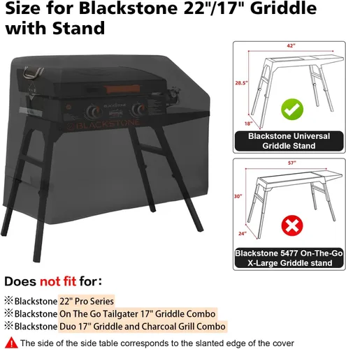 Vista 2 de PasWith Cubierta de Plancha para Blackstone de 22 pulgadas con Capucha y Soporte【Tela Resistente de Servicio Pesado 600D Mejorada】Cubierta