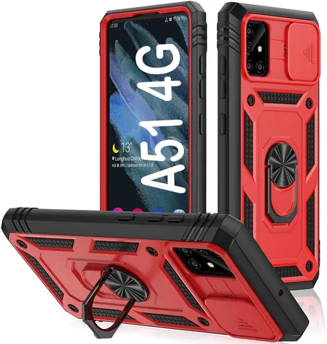 Vista 138 de PASNEW Funda militar para iPhone 13 Pro Max, cubierta de cámara deslizante y soporte de anillo de metal de 360°, carcasa rígida multicapa resistente