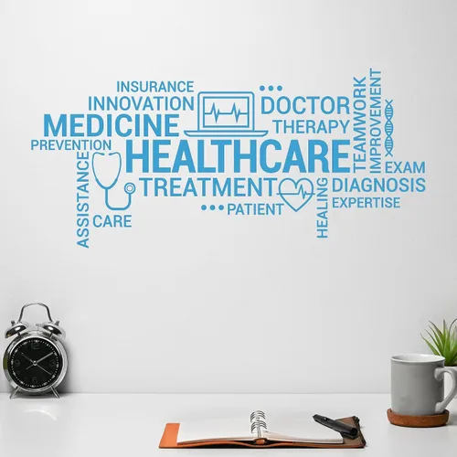 Vista 3 de Vinilo adhesivo para pared, diseño médico, terapia, medicina, clínica, pegatinas médicas, mural (ig6289), color negro