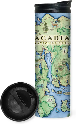 Vista 28 de Xplorer Maps 1000 Islands Map - Vaso de viaje de 16 onzas con tapa resistente a derrames, vaso de café aislado al vacío de acero inoxidable