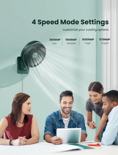 Vista 4 de Comoistar - Ventilador oscilante montado en pared con control remoto y temporizador, ventilador pequeño de 8.5 pulgadas para RV con 4 velocidades