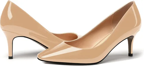 Vista 6 de MERRORI Zapatos de tacón medio con punta cuadrada y charol para mujer, de 2.5 pulgadas
