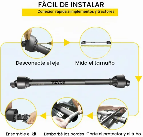Vista 6 de VEVOR Eje de transmisión PTO, Eje de transmisión PTO de 1-3/8", Eje de transmisión PTO con 6 ranuras para tractor y extremo redondo