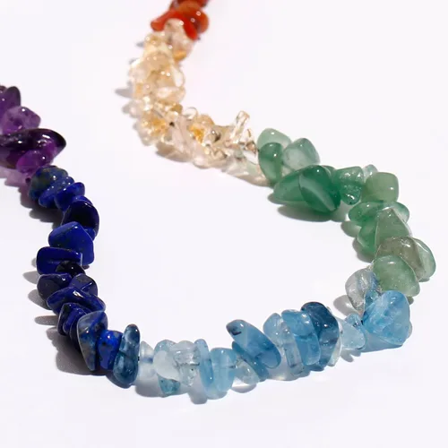 Vista 6 de Jewever Gargantilla de 7 chakras para mujer, cristales reales de Reiki y piedras curativas, buena suerte, equilibrio, meditación, yoga, joyería