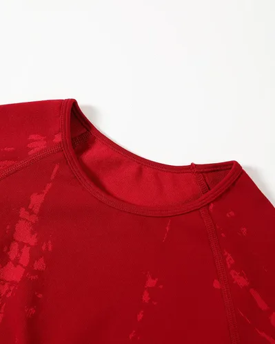 Vista 4 de AUROLA Serpent - Camisas de manga larga para mujer, sin costuras, para entrenamiento, cuello redondo, camiseta recortada, atlética, yoga