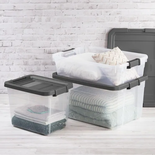 Vista 7 de Sterilite - Caja apilable modular con tapa de cierre, 16 cuartos de galón, paquete de 6 Contenedores de almacenamiento de plástico transparente