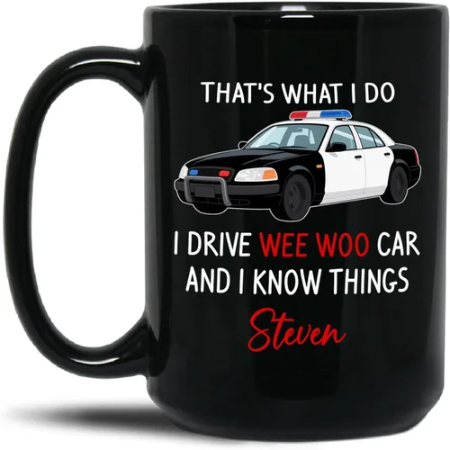 Vista 9 de Taza de café con texto en inglés "Best Hero Dad Out There", taza de té de felicitación personalizada para policía, regalo de policía de un compañero