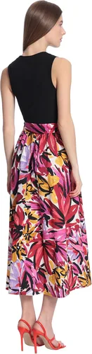 Vista 3 de Donna Morgan Vestido de dos capas sin mangas con estampado floral para mujer