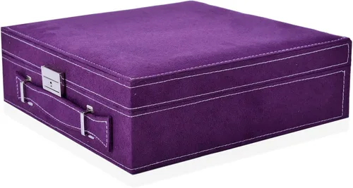 Vista 2 de Shop LC Joyero de terciopelo morado para mujer, organizador grande con soporte para aretes, exhibición de collares, almacenamiento de anillos