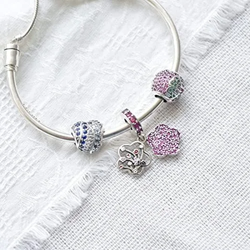 Vista 3 de Pandora 925 Sterling Silver Pendant Diy New Sterling Silver Sparkling Flowers Shape Beads Fit Original Pandora Charms Bracelets For Women Fashion