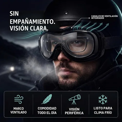 Vista 5 de Bikershades Gafas protectoras para gafas de moto, ciclismo, esquí, paracaidismo, trabajo al aire libre Transparente