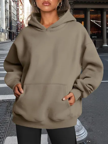 Vista 78 de Trendy Queen - Sudaderas extragrandes con capucha para mujer, suéteres de manga larga, sin botones, de vellón, de otoño, ropa de invierno
