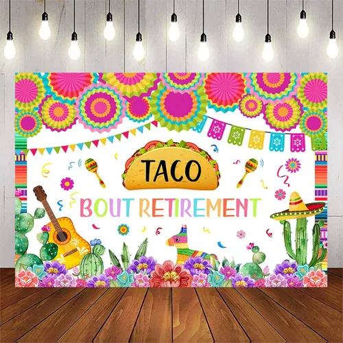 Vista 7 de Avezano Telón de fondo de jubilación de Taco Bout para fiesta mexicana, fondo de fiesta de jubilación feliz para hombres y mujeres, Cinco De Mayo