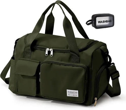 Vista 32 de Bolsa de Gimnasio Pequeña para Mujer, Bolsa de Lona de Viaje, Bolsa de Fin de Semana con Compartimento para Zapatos