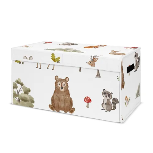 Vista 9 de Sweet Jojo Designs Woodland Bear Racoon - Caja de almacenamiento pequeña de tela para niños o niñas, para guardería o habitación de niños