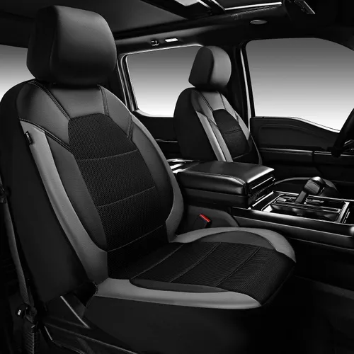 Vista 19 de CAR PASS Fundas de cuero para asientos delanteros solamente, con fundas de asiento delantero de malla de aire, transpirables, fundas de asiento