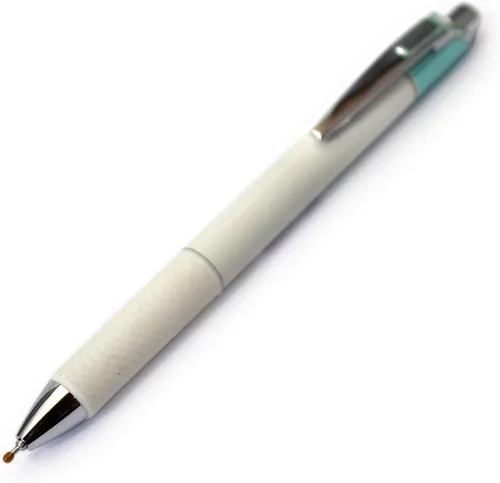 Vista 2 de Pentel EnerGel Clena - Bolígrafo retráctil de gel líquido, punta de aguja micro fina de 0.012 in, tinta negra, cuerpo verde menta (BLN73LK-A)