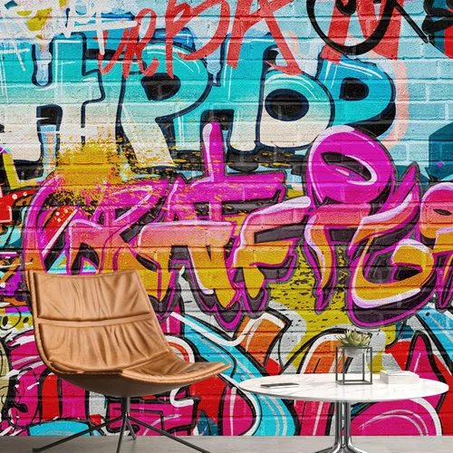 Vista 20 de NWT Calcomanía de pared extraíble/mural de pared estilo de dibujos animados, pintura en aerosol urbana, graffiti y arte callejero, tipografía