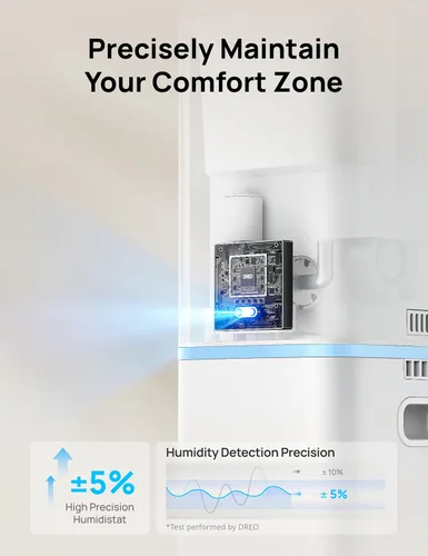 Vista 5 de DREO HM735S - Humidificador inteligente de 11 L, habitación grande, 700 pies cuadrados, humidificadores de aire de niebla fría 100H para dormitorio