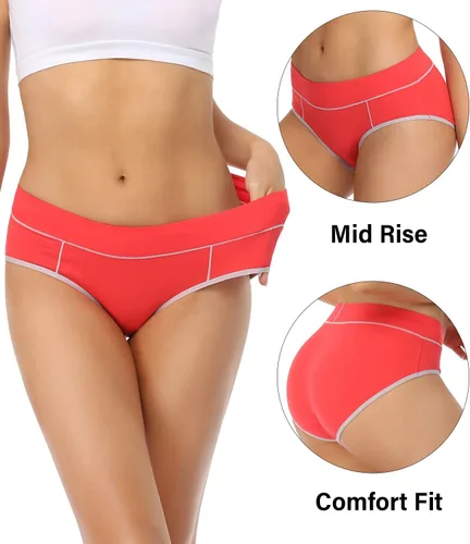 Vista 2 de wirarpa - Ropa interior elástica de algodón para mujer, cómodas, de media cintura, pantaletas transpirables, Multipaquete