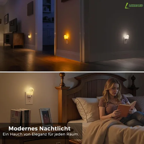 Vista 6 de L LOHAS LED - Luz nocturna enchufable para niños, luces nocturnas 3D de cachorros lindas con sensor de atardecer a amanecer, 1600K/2700K/5000K 3CCT