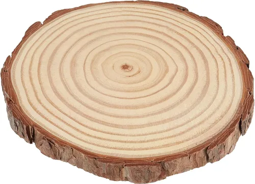 Vista 4 de HAKZEON 14 piezas de rebanadas de madera natural de 6 a 7 pulgadas, redondas de madera de 3/5 pulgadas de grosor con corteza, discos de madera sin