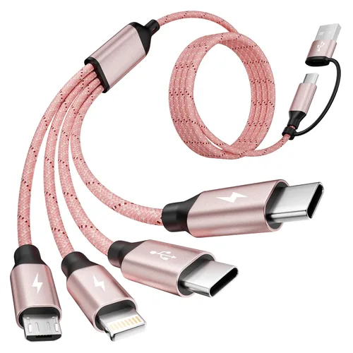 Vista 18 de Cargador de teléfono de 90 grados, cable de carga múltiple con doble tipo-C Azul