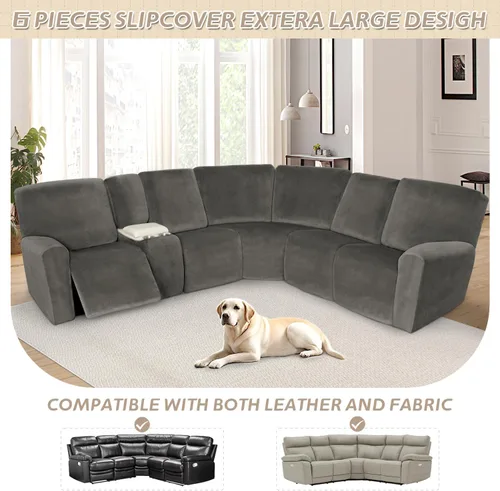 Vista 3 de Arfntevss Fundas para sofá reclinable seccional, de terciopelo, lavable, para sofá reclinable, elástica, suave, gruesa, en forma de L, juego