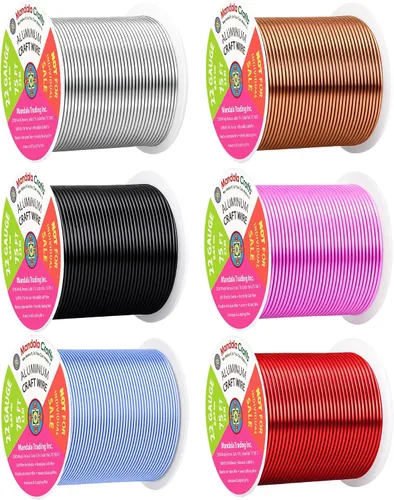 Vista 27 de Mandala Crafts - Alambre de aluminio anodizado de calibre 22 para hacer joyas - 137.2 m de alambre flexible surtido y coloreado - Doble para bonsái