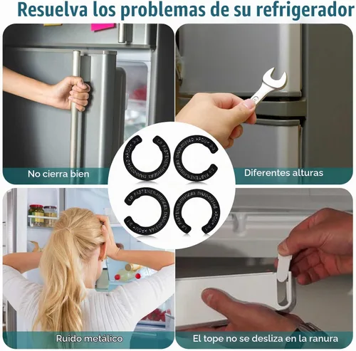Vista 2 de 4 piezas de cuñas de bisagra de puerta de refrigerador, kits de ajuste de altura de puerta de refrigerador