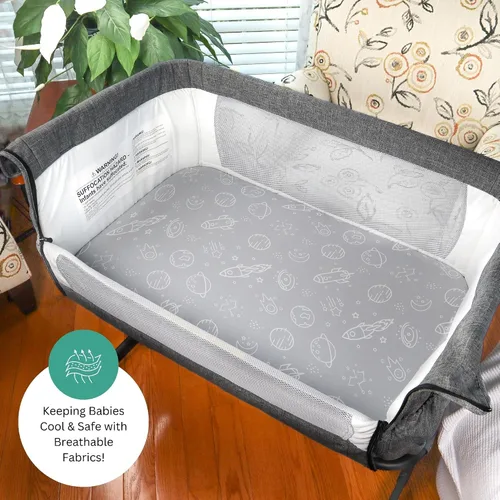 Vista 4 de Sábanas de moisés para Angelbliss, Koolerthings, Chicco LullaGo, BCOL, Semphis Bassinet Bedside Sleeper de TansyPanda, paquete de 3, 33x20 pulgadas