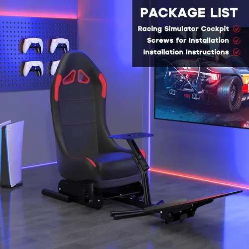 Vista 6 de DIWANGUS Racing Simulator Cockpit Racing Wheel Stand with Seat Gaming Chair Sim Racing Cockpit for G29 G920 G923 G27 G25 T248X T248 T300RS T150 458