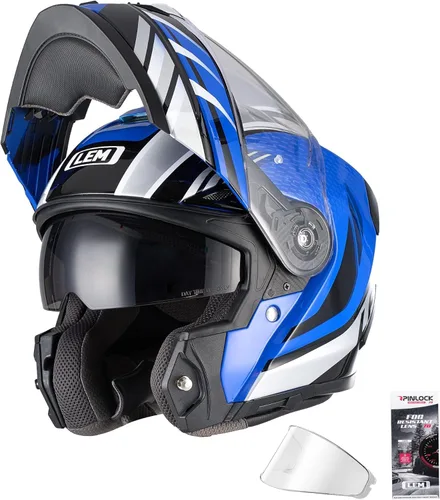 Vista 12 de LEM Cascos modulares de motocicleta de fibra de vidrio, casco de motocicleta de cara completa abatible para excursiones, certificado por DOT, visera
