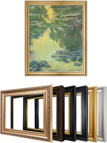 Vista 58 de IPIC - Reproducción artística de los lirios de agua de Claude Monet 1906, impresiones giclée coinciden con el marco dorado clásico, arte de pared